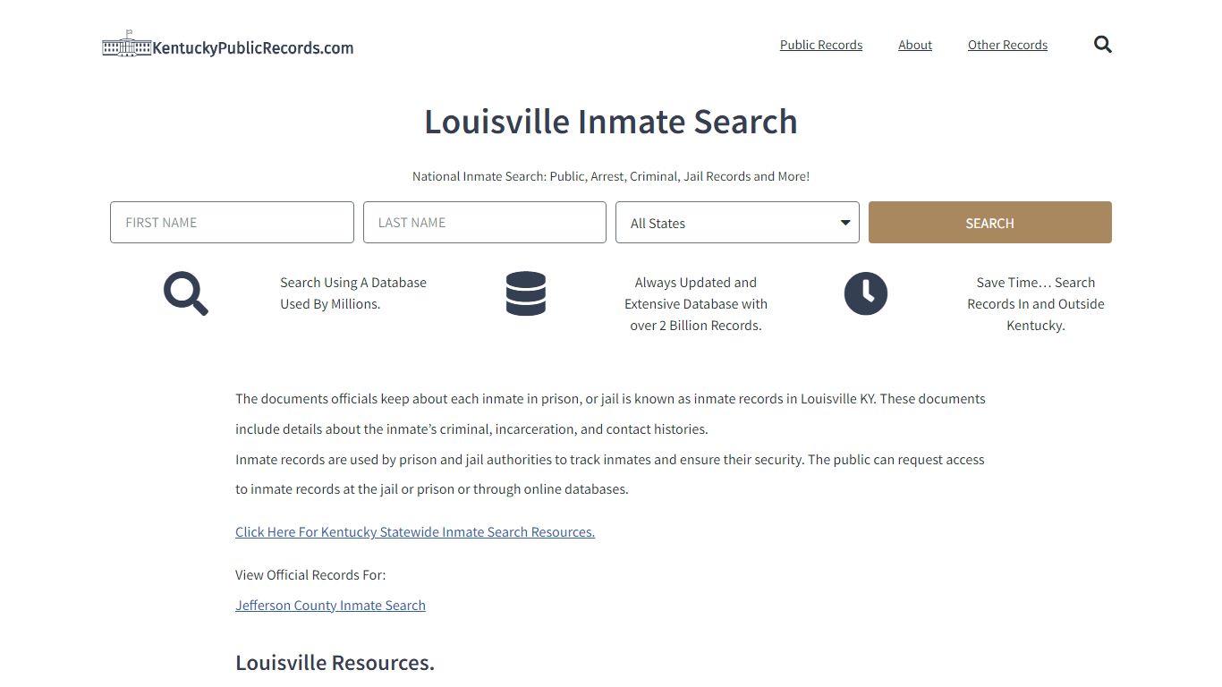 Louisville Inmate Search - LMPD Current & Past Jail Records